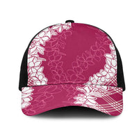 Hawaii Aloha Plumeria Lei Fuschia Palaka Mesh Trucker Cap - Polynesian Pride