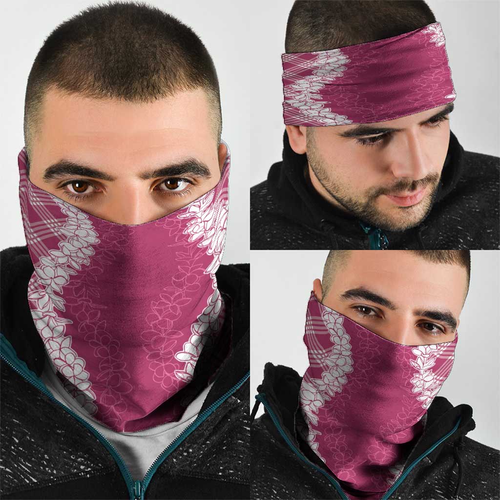 Hawaii Aloha Plumeria Lei Fuschia Palaka Neck Gaiter - Polynesian Pride
