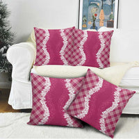 Hawaii Aloha Plumeria Lei Fuschia Palaka Pillow Cover - Polynesian Pride