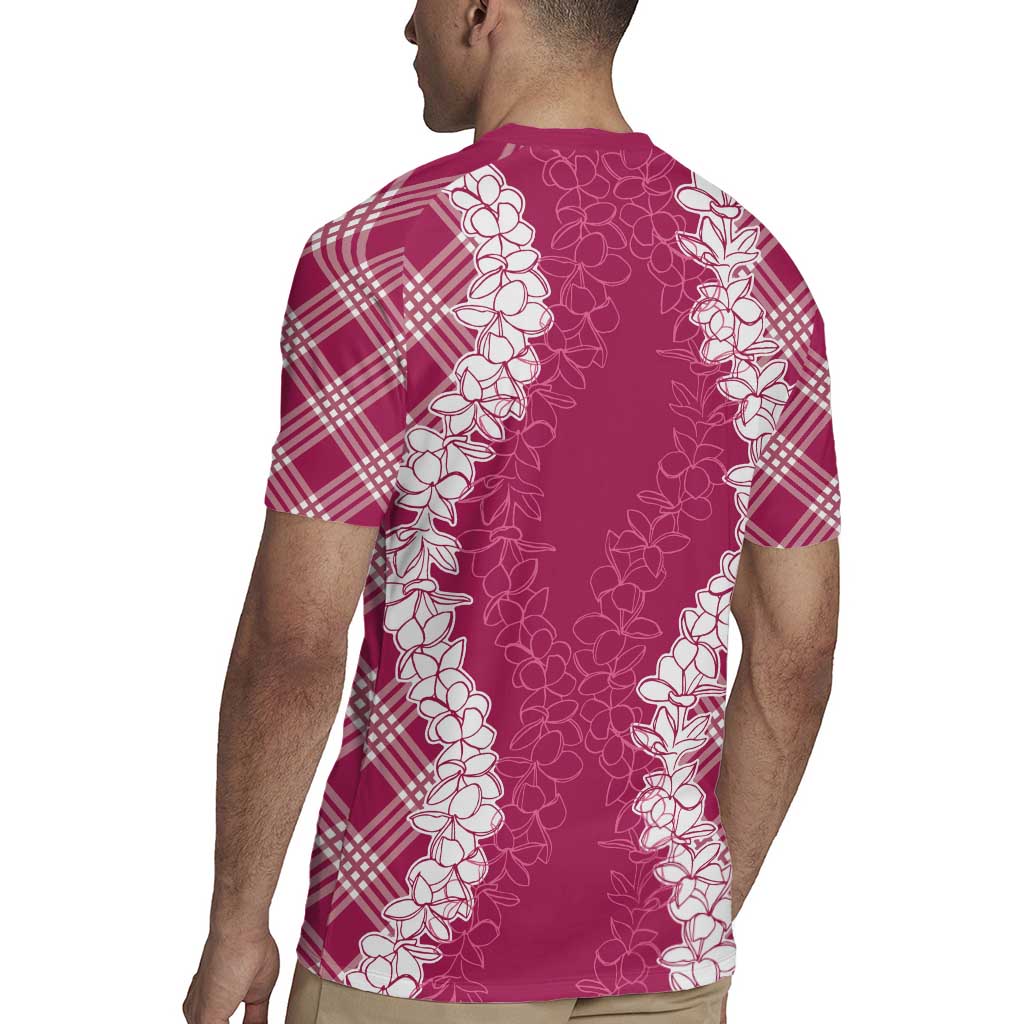 Hawaii Aloha Plumeria Lei Fuschia Palaka Rugby Jersey - Polynesian Pride