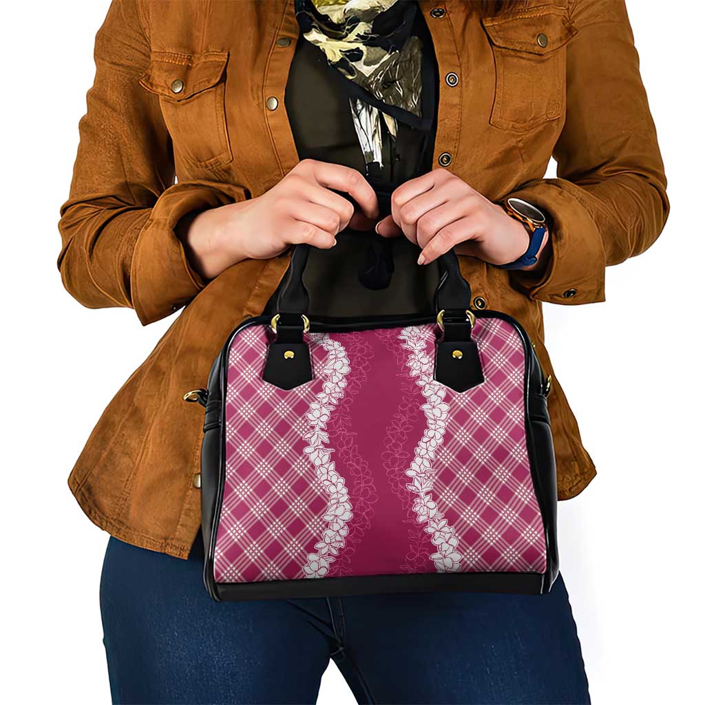 Hawaii Aloha Plumeria Lei Fuschia Palaka Shoulder Handbag - Polynesian Pride