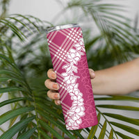 Hawaii Aloha Plumeria Lei Fuschia Palaka Skinny Tumbler LT7 - Polynesian Pride