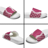 Hawaii Aloha Plumeria Lei Fuschia Palaka Slide Sandals - Polynesian Pride