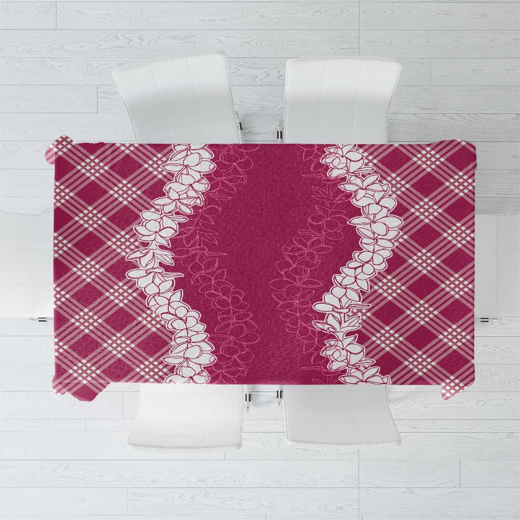 Hawaii Aloha Plumeria Lei Fuschia Palaka Tablecloth - Polynesian Pride