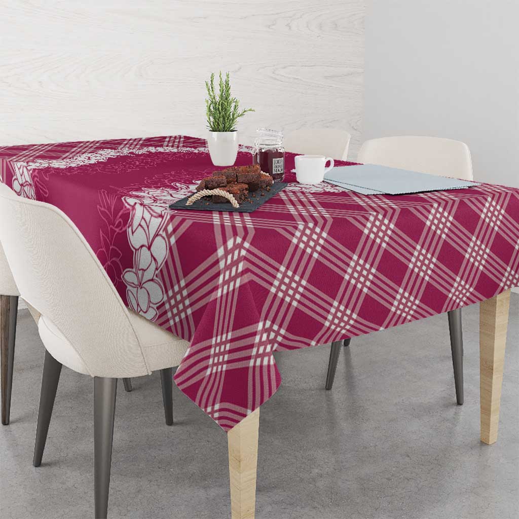 Hawaii Aloha Plumeria Lei Fuschia Palaka Tablecloth - Polynesian Pride