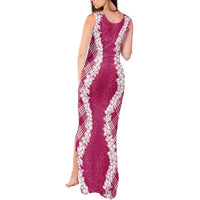 Hawaii Aloha Plumeria Lei Fuschia Palaka Tank Maxi Dress - Polynesian Pride