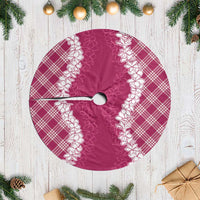 Hawaii Aloha Plumeria Lei Fuschia Palaka Tree Skirt - Polynesian Pride