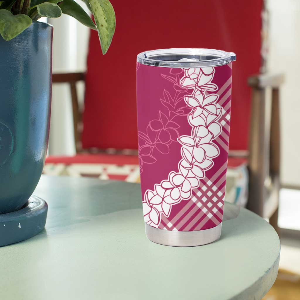 Hawaii Aloha Plumeria Lei Fuschia Palaka Tumbler Cup - Polynesian Pride