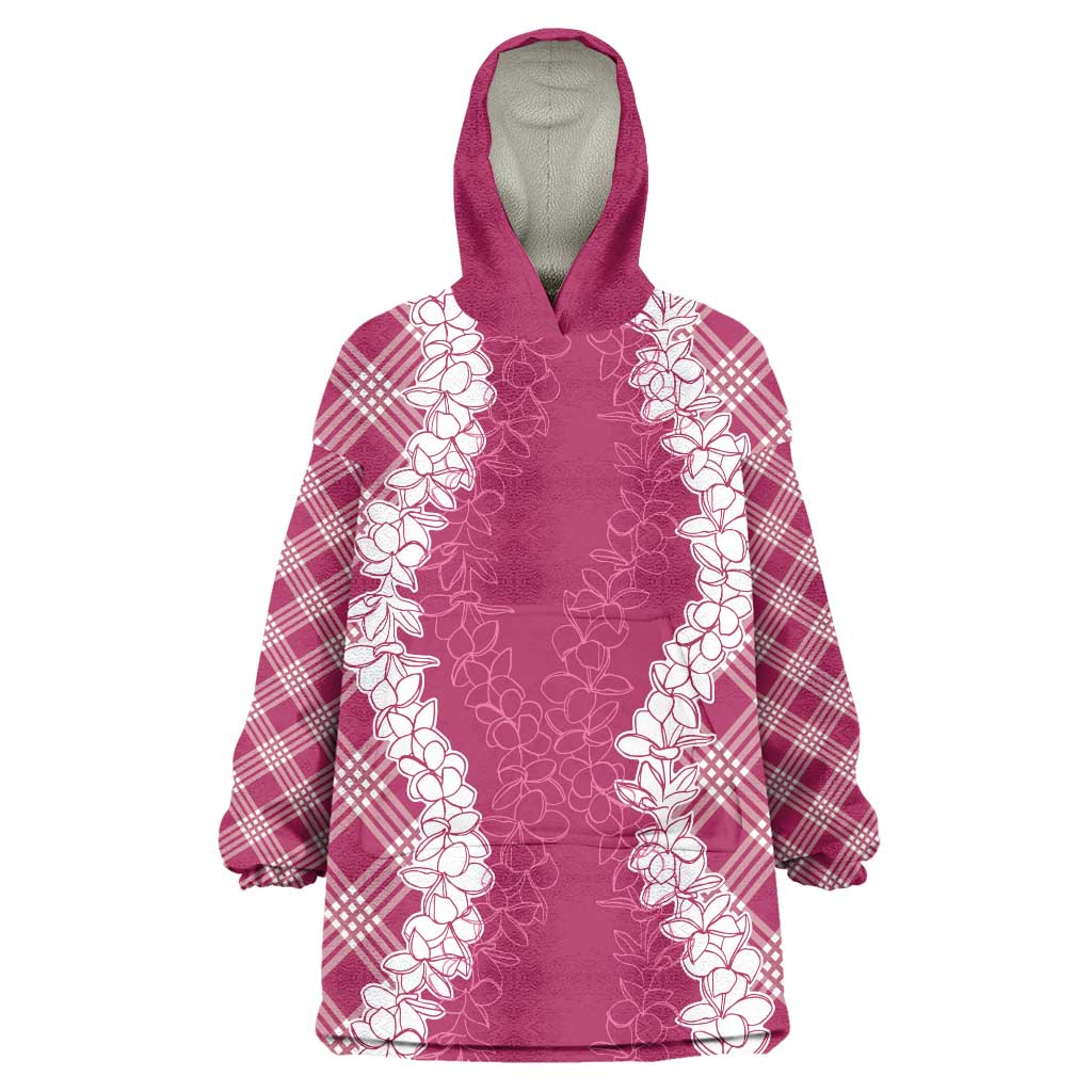 Hawaii Aloha Plumeria Lei Fuschia Palaka Wearable Blanket Hoodie LT7 One Size Fuschia - Polynesian Pride
