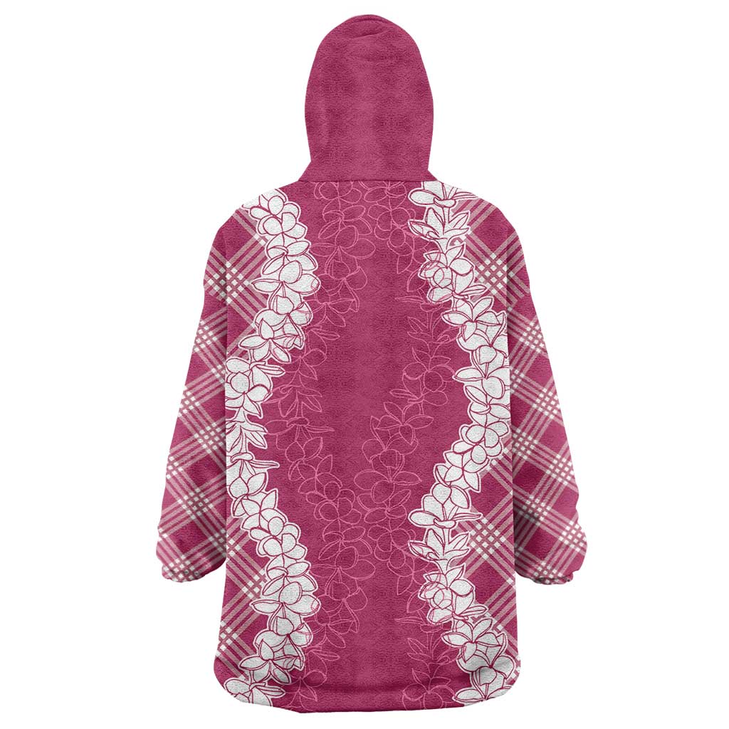 Hawaii Aloha Plumeria Lei Fuschia Palaka Wearable Blanket Hoodie LT7 - Polynesian Pride