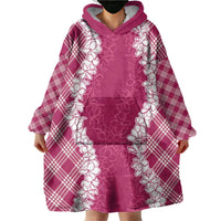 Hawaii Aloha Plumeria Lei Fuschia Palaka Wearable Blanket Hoodie LT7 - Polynesian Pride