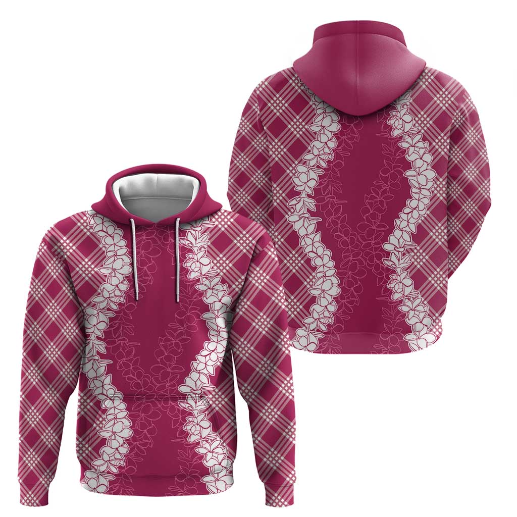 Hawaii Aloha Plumeria Lei Fuschia Palaka Zip Hoodie - Polynesian Pride