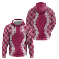 Hawaii Aloha Plumeria Lei Fuschia Palaka Zip Hoodie - Polynesian Pride