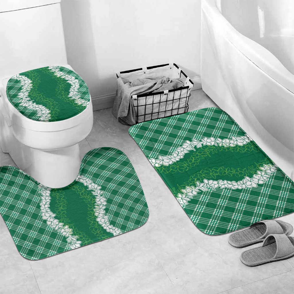 Hawaii Aloha Plumeria Lei Green Palaka Bathroom Set - Polynesian Pride