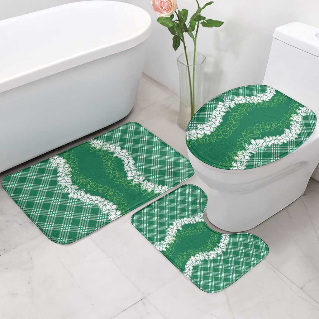 Hawaii Aloha Plumeria Lei Green Palaka Bathroom Set - Polynesian Pride