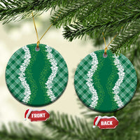 Hawaii Aloha Plumeria Lei Green Palaka Ceramic Ornament - Polynesian Pride
