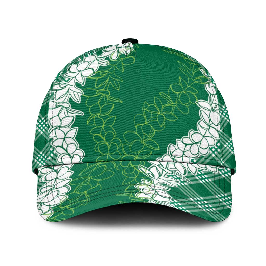 Hawaii Aloha Plumeria Lei Green Palaka Classic Cap - Polynesian Pride