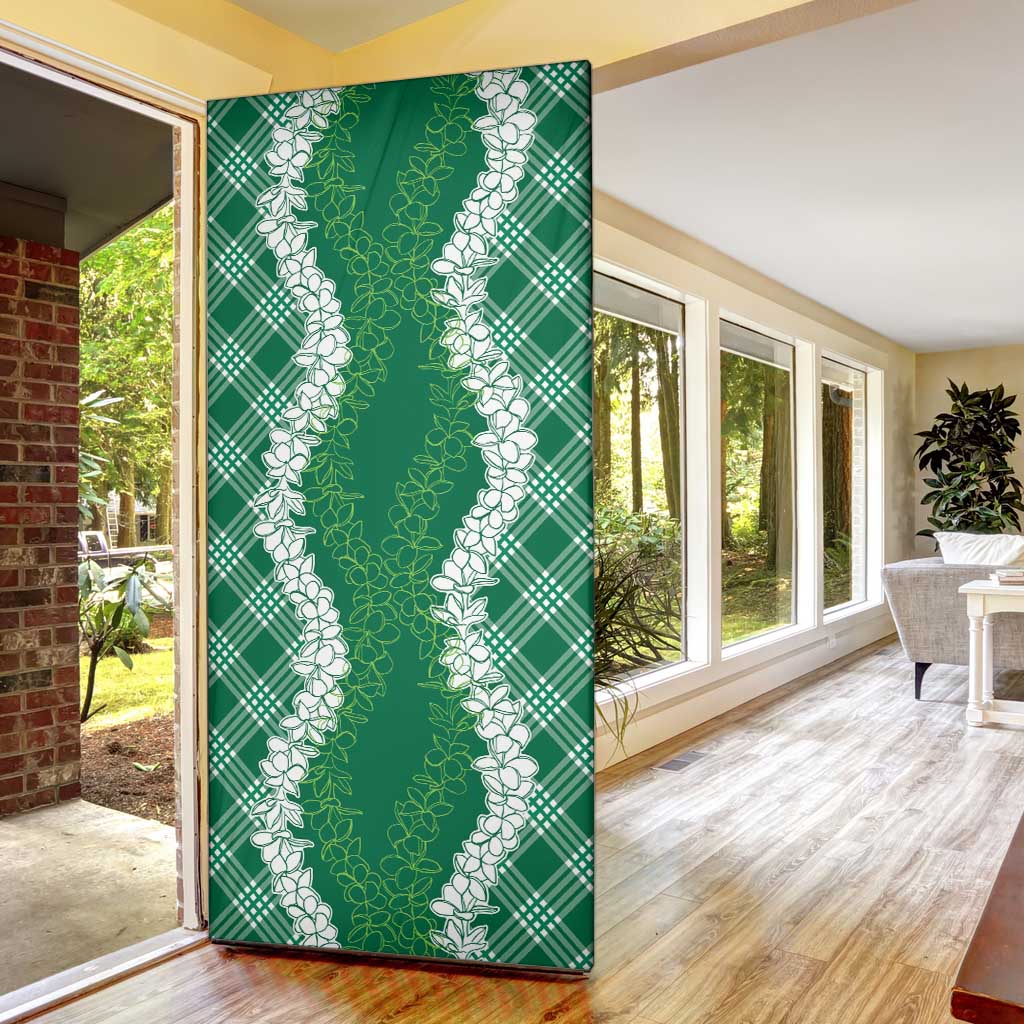 Hawaii Aloha Plumeria Lei Green Palaka Door Cover - Polynesian Pride