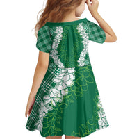Hawaii Aloha Plumeria Lei Green Palaka Family Matching Off Shoulder Short Dress and Hawaiian Shirt LT7 - Polynesian Pride