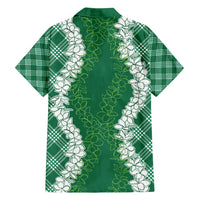 Hawaii Aloha Plumeria Lei Green Palaka Family Matching Puletasi and Hawaiian Shirt LT7 - Polynesian Pride