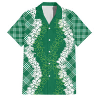 Hawaii Aloha Plumeria Lei Green Palaka Family Matching Short Sleeve Bodycon Dress and Hawaiian Shirt LT7 Dad's Shirt - Short Sleeve Green - Polynesian Pride