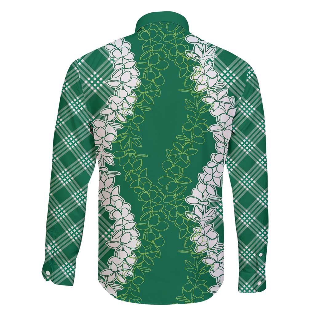 Hawaii Aloha Plumeria Lei Green Palaka Family Matching Short Sleeve Bodycon Dress and Hawaiian Shirt LT7 - Polynesian Pride