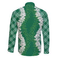 Hawaii Aloha Plumeria Lei Green Palaka Family Matching Short Sleeve Bodycon Dress and Hawaiian Shirt LT7 - Polynesian Pride