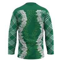 Hawaii Aloha Plumeria Lei Green Palaka Hockey Jersey - Polynesian Pride