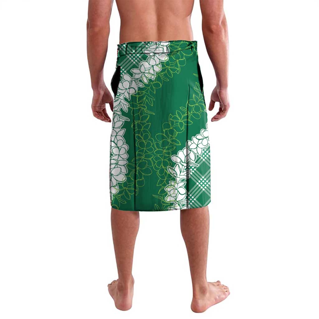 Hawaii Aloha Plumeria Lei Green Palaka Lavalava - Polynesian Pride