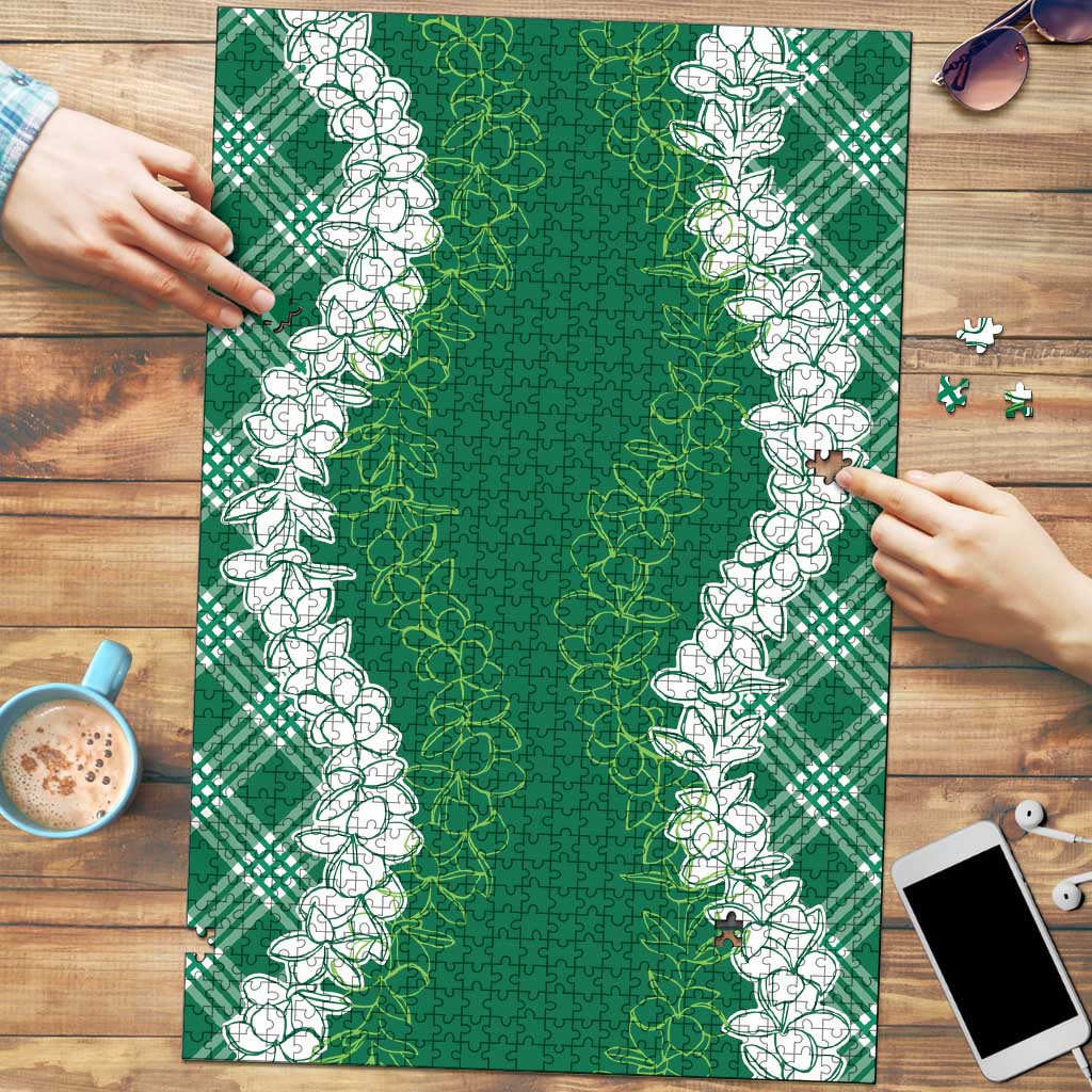 Hawaii Aloha Plumeria Lei Green Palaka Puzzle - Polynesian Pride