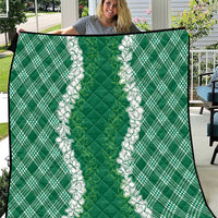 Hawaii Aloha Plumeria Lei Green Palaka Quilt - Polynesian Pride