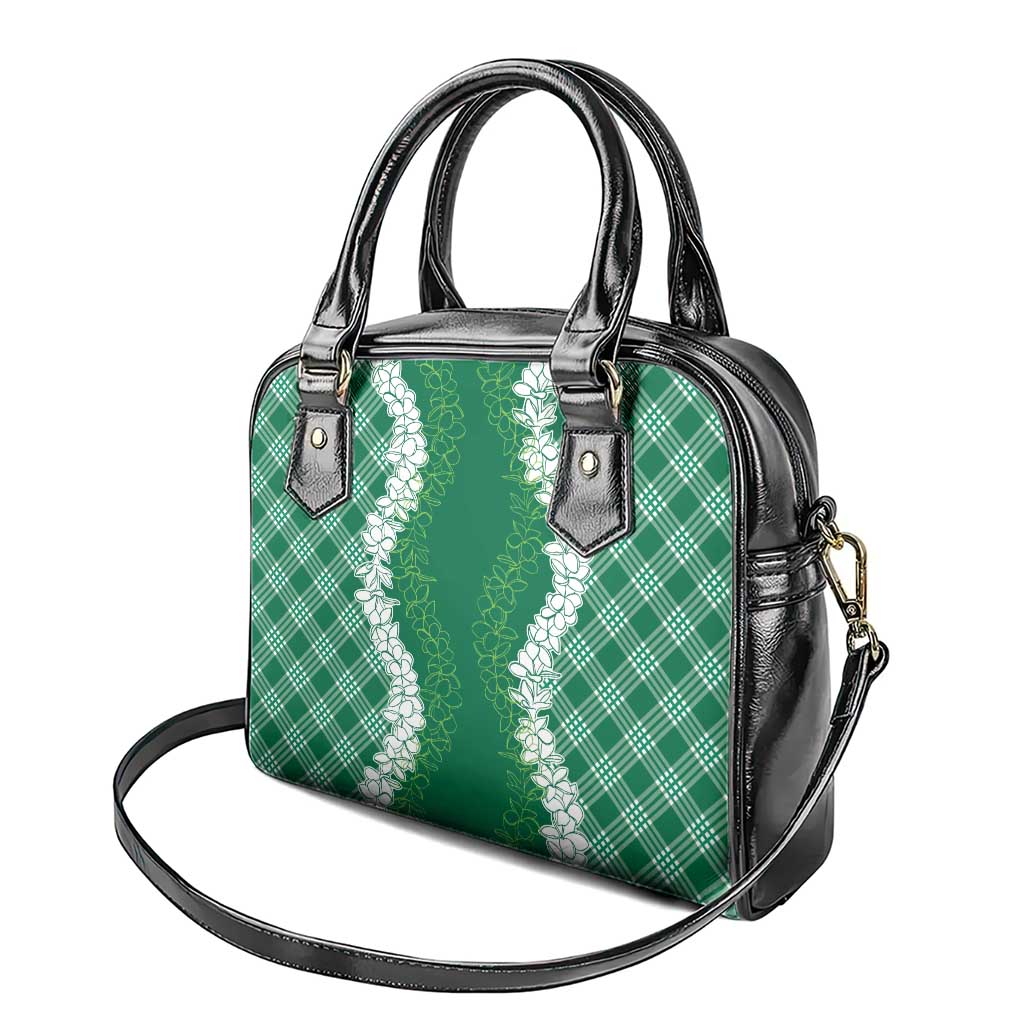 Hawaii Aloha Plumeria Lei Green Palaka Shoulder Handbag - Polynesian Pride