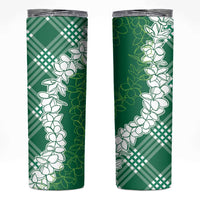 Hawaii Aloha Plumeria Lei Green Palaka Skinny Tumbler LT7 Green - Polynesian Pride