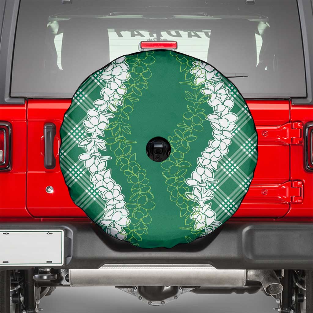 Hawaii Aloha Plumeria Lei Green Palaka Spare Tire Cover - Polynesian Pride