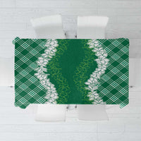 Hawaii Aloha Plumeria Lei Green Palaka Tablecloth - Polynesian Pride