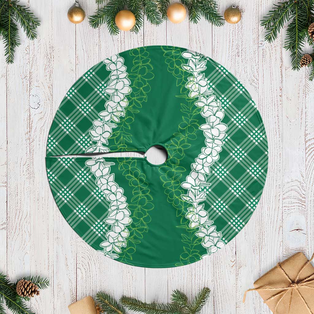 Hawaii Aloha Plumeria Lei Green Palaka Tree Skirt - Polynesian Pride