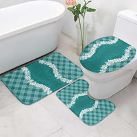 Hawaii Aloha Plumeria Lei Teal Palaka Bathroom Set - Polynesian Pride