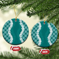Hawaii Aloha Plumeria Lei Teal Palaka Ceramic Ornament - Polynesian Pride