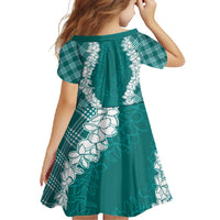 Hawaii Aloha Plumeria Lei Teal Palaka Family Matching Off Shoulder Maxi Dress and Hawaiian Shirt LT7 - Polynesian Pride