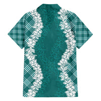 Hawaii Aloha Plumeria Lei Teal Palaka Family Matching Summer Maxi Dress and Hawaiian Shirt LT7 - Polynesian Pride