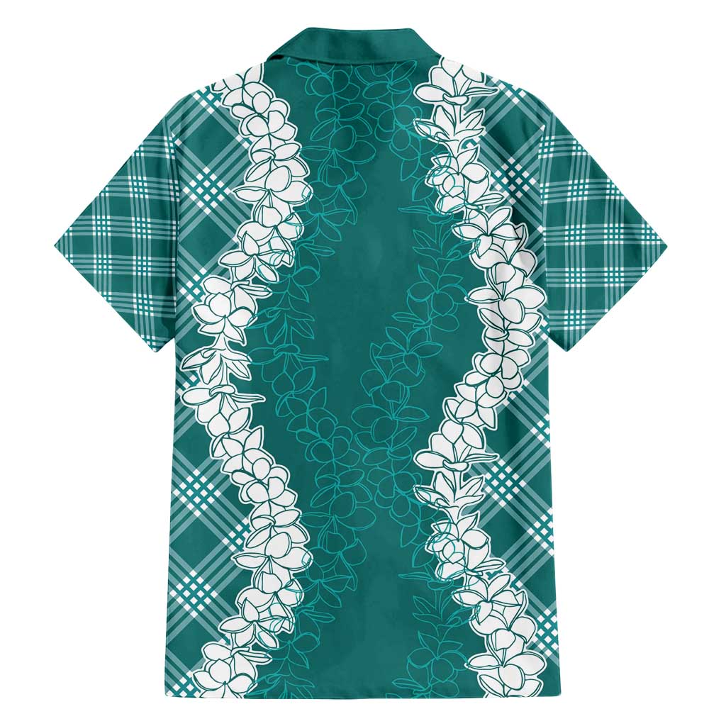 Hawaii Aloha Plumeria Lei Teal Palaka Family Matching Tank Maxi Dress and Hawaiian Shirt LT7 - Polynesian Pride
