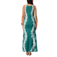 Hawaii Aloha Plumeria Lei Teal Palaka Family Matching Tank Maxi Dress and Hawaiian Shirt LT7 - Polynesian Pride