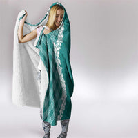 Hawaii Aloha Plumeria Lei Teal Palaka Hooded Blanket - Polynesian Pride