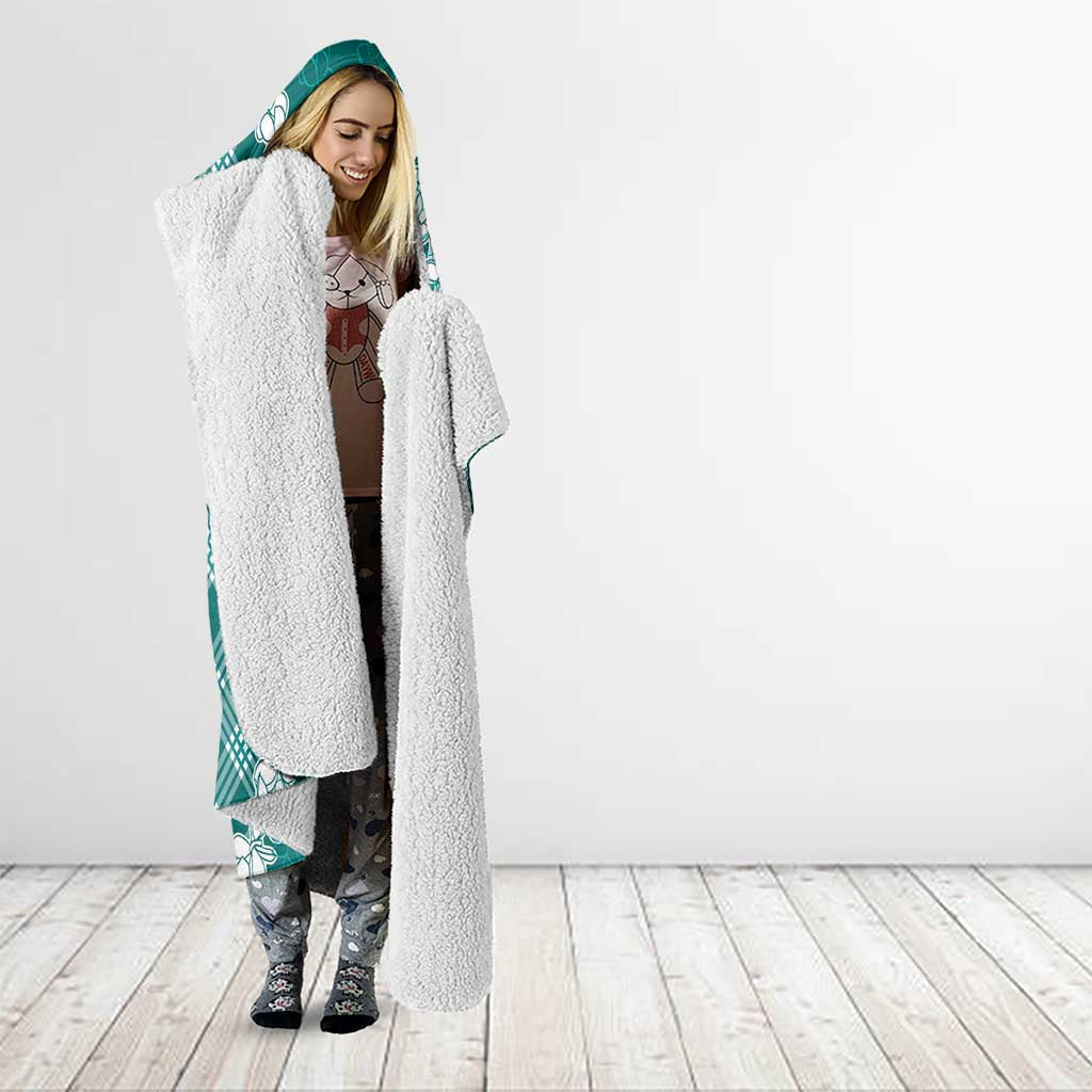Hawaii Aloha Plumeria Lei Teal Palaka Hooded Blanket - Polynesian Pride