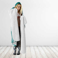 Hawaii Aloha Plumeria Lei Teal Palaka Hooded Blanket - Polynesian Pride
