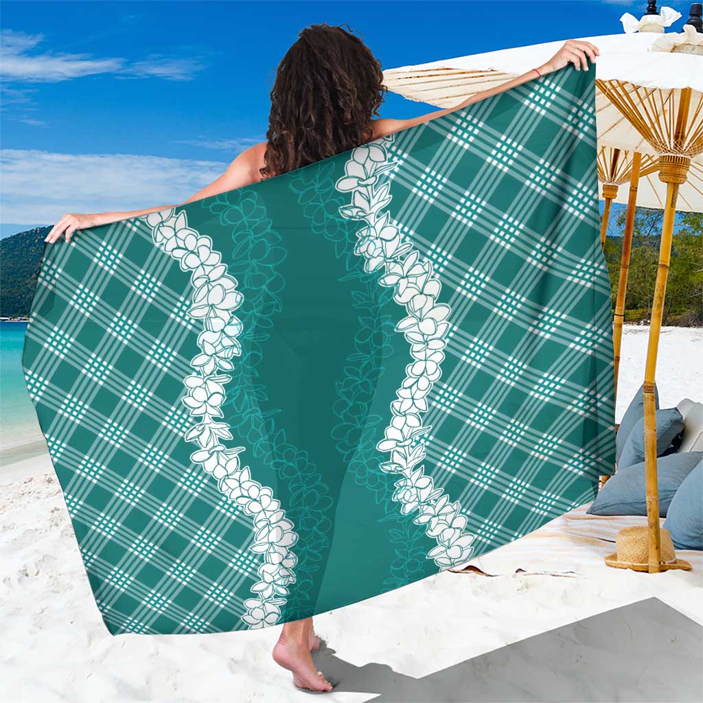 Hawaii Aloha Plumeria Lei Teal Palaka Sarong LT7 One Size 44 x 66 inches Teal - Polynesian Pride