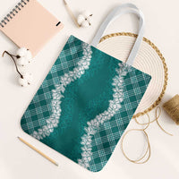 Hawaii Aloha Plumeria Lei Teal Palaka Tote Bag LT7 White Strap One Size Teal - Polynesian Pride
