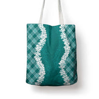 Hawaii Aloha Plumeria Lei Teal Palaka Tote Bag LT7 - Polynesian Pride