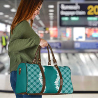 Hawaii Aloha Plumeria Lei Teal Palaka Travel Bag - Polynesian Pride