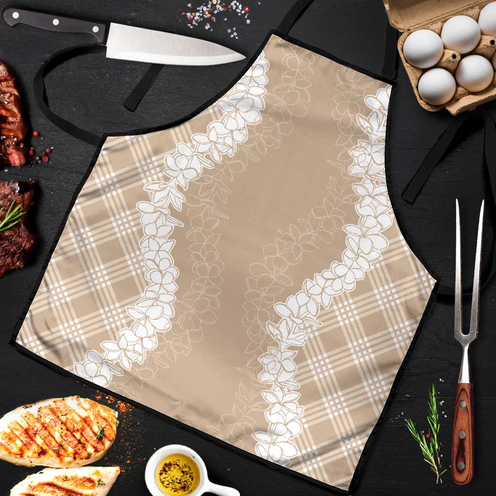 Hawaii Aloha Plumeria Lei Beige Palaka Apron - Polynesian Pride